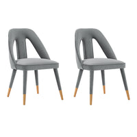 Manhattan Comfort - Lot de 2 chaises de salle à manger modernes Neda 53 cm, revêtement en velours gris-Chaise de salle à manger moderne pour salle à manger et usage de chaise de travail