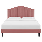 Modway Elise Performance Velours Lit Plateforme Twin Avec Pieds en Bois Noir - Vieux Rose-Pieds en bois noir effilés