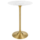 Modway Lippa 28" Round Faux Marble Bar Table - Gold White-Modern Bar Table