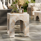 Modway Valen Square Indoor/Outdoor Patio Arched Concrete Side Table - Honey Onyx-Non-Marking Leveling Feet