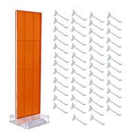 Azar Studio Base Pegboard Floor Display - 60" x 17" - Orange-Includes a T-strip sign holder that can be attached to the top of the pegboard display