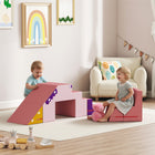 Qaba - Blocs d’escalade en mousse pour tout-petits - mousse de jeu souple - rose - ensemble de 2-Mousse PU haute densité, housse en velours doux, sans danger pour la peau de bébé 