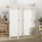 HOMCOM 4 Panel Freestanding Room Divider for Bedroom Office - White-Solid paulownia wood with X-shaped farmhouse patterns for solidity and a rustic feeling
