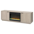 Hudson&Canal - Meuble TV Mansfield avec foyer en cristal de 66 cm pour téléviseurs jusqu'à 198 cm - Blanc aulne-L'insert de cheminée dispose de 4 777 BTU (couverture thermique pour 400 pieds carrés), d'une minuterie de mise en veille et d'une coupure automatique de température pour plus de sécurité