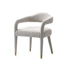 Manhattan Comfort Aspen 23.2" Mid-Century Modern Tweed Upholstered Dining Armchair - Silver Lining - Set of 2-Unique Upholstered Legs with Stainless Steel Gold Feet