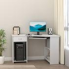HOMCOM - Bureau en l avec plateau pour clavier - 47,2 po L x 27,6 po l x 29,5 po H - blanc-Comprend un plateau clavier sous le bureau, deux étagères, un compartiment latéral ouvert et un plateau supérieur plat