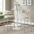 Modway Albie Fabric Bar Stools - Beige/Silver - 2 Pack-Tubular Metal Base