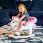 Qaba - Cheval à bascule bébé - rocker en peluche animal - blanc et rose-Mélodie apaisante qui stimule les sens auditifs des enfants pour un plaisir réaliste 