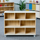 Beleduc Furniture - étagère en bois Palermo - pour salle de classe à 8 cubes et 3 couches à dos fermé  - grain naturel-Convient pour une utilisation avec des roulettes