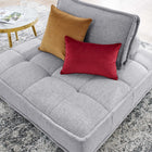 Modway Saunter Tufted Fabric Armless Chair - Light Grey-Dense Foam Padding