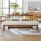 Modway Lyra 63" Boucle Upholstered Bench - Ivory/Boucle-Rubberwood Legs