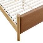 Modway Maven Queen Size Vegan Leather Upholstered Platform Bed - Tan Oak-Weight Capacity: 794 lb