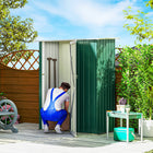 Outsunny Metal Garden Tool Shed with Sloped Roof and Lockable Door - Green-Corrugated steel frame with a weather-resistant top coat for suitability outdoors 