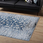 Modway Chiara Distressed Floral Lattice Contemporary Area Rug - 5 ft W x 8 ft L - Moroccan Blue-Gripping Rubber Underside 