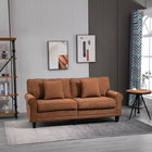 HOMCOM - Canapé moderne 3 places en velours côtelé avec accoudoirs roulés - brun-Le coussin à ressorts ensachés s’adapte parfaitement aux contours de votre corps pour un confort exceptionnel et minimise les perturbations du partenaire   