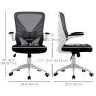 Vinsetto Mesh Task Office Chair with Lumbar Support and Armrests - Grey-Colour: Grey and Black fabric, White frame