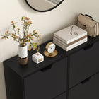 HOMCOM Shoe Cabinet with 4 Flip Drawers - Black-Anti-tipping straps ensure extra safety