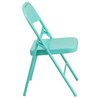 Chaise pliante de la série HERCULES COLORBURST en métal sarcelle tentant à triple entretoise et double charnière-Composants en acier riveté