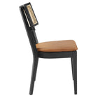 Modway - Caledonia Cuir végétalien en bois rembourré Chaises de salle à manger Ensemble de 2 - Black Tan-8