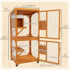 PawHut 31.5" L Outdoor Large Catio Cat House with Wheels and Resting Box - Orange-Three large jump platforms and inner resting box for playing and lounging 