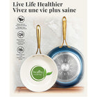 Gotham Steel - Batterie de cuisine antiadhésive en céramique et aluminium ultra performante 15 pièces - Bleu marine avec poignées dorées-Lave-vaisselle : passez moins de temps sur le nettoyage pendant les soirs de semaine occupés, une fois que vous avez terminé la cuisson, placez simplement vos ustensiles de cuisine dans le lave-vaisselle pour une expérience de nettoyage sans tracas