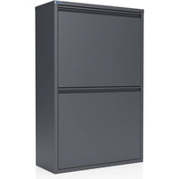 Ceha Canada CK 2-Door Metal Multipurpose Storage Cabinet - 24" W - Dark Grey-ORGANIZE YOUR SPACE: This metal tilt-out cabinet with hideaway drawer organizes bathrooms, kids' rooms, kitchens, or pantries. Multiple compartments and handles keep items accessible and clutter-free