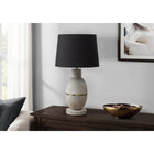 Monarch Specialties 25" H Contemporary Table Lamp - Grey Resin / Black Shade-The classic black fabric shade softly diffuses the light to help brighten a nightstand, console, end or side table for a warm and inviting ambiance