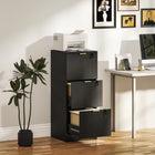 HOMCOM 3-Drawer Fluted Vertical Letter/A4 Filing Cabinet with Lock - Black-Each drawer can be locked separately for security, including two keys per lock
