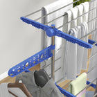 HOMCOM 3-Tier Collapsible Adjustable Clothes Drying Rack - Blue-Come with 6 PP universal wheels, with 2 lockable 