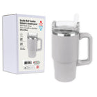 Link Products - Gobelet à double paroi avec paille en plastique - Gris-Double Paroi