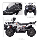 Aosom Kids 12V Battery Powered Ride-on ATV with Music, LED Lights and Treaded Tires - White-You can connect a device with the MP3 port and USB port 
