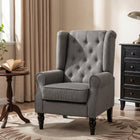 HOMCOM - Fauteuil d’appoint en tissu avec pieds en bois - accoudoirs roulés pour chambre - gris charbon-Siège et dossier surdimensionnés épais et rembourrés vous enveloppent de confort 
