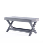 Manhattan Comfort - Abigail banc ottoman capitonné en velours style milieu du siècle 42,12" - gris-Coussin passepoilé de haute qualité avec rembourrage en mousse moelleuse pour plus de confort et de style