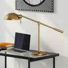 Hudson&Canal Dexter 23.25" Tall Boom Arm Table Lamp with Metal Shade - Brass/Brass-Handcrafted brass finish is applied to the novelty metal base