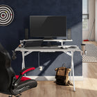 Emerge Vizon 47" Gaming Desk - White-Black metal legs and adjustable feet levelers