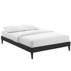 Modway Sharon Vinyl Full Bed Frame with Squared Tapered Legs - Black-Non-Marking Foot Glides