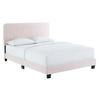 Modway Celine Channel Tufted Performance Velvet Queen Platform Bed - Pink-Channel Tufted Headboard