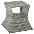 Outsunny - Table basse d’extérieur en rotin osier, gris mélangé-Idéal pour votre terrasse, au bord de la piscine, balcon et jardin