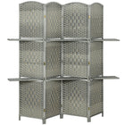 HOMCOM 4 Panel Freestanding Room Divider with Shelves for Bedroom - Grey-Instantly divides your space to create privacy and a calm, focused atmosphere 
