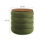 Modway Mezzo Round Performance Velvet Storage Ottoman - Moss Green-Stain-Resistant Fabric