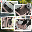 PawHut 4-Wheel Pet Stroller with Folding Sunshade Canopy, Brake, Safety Leash and Cup Holder - Brown-3 mesh window for good air circulation and better visibility 