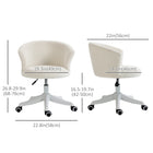 Vinsetto Fluffy Armless Office Chair with Adjustable Height - White-PU castors are secured for all types of floors, such as hardwood, laminate, tile, slate, and etc