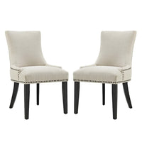 Modway Marquis Fabric Dining Side Chair - Beige - 2 Pack-Solid Wood Frame