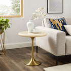 Modway Lippa 20" Round Faux Travertine Side Table - Gold Travertine-Round End Table