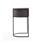 Manhattan Comfort - Cosmopolitan tabouret de bar moderne du milieu du siècle de 23,7 po en similicuir rembourré - galet et noir-Comprend une base de repose-pieds