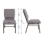 Flash Furniture - Chaise d'église de la série HERCULES de 18,5 po de largeur en tissu gris avec étagère à livres-Pochette rangement de livre au dossier