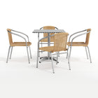 Flash Furniture 27.5'' Square Aluminum Indoor-Outdoor Table with 4 Beige Rattan Chairs (TLH-ALUM-28SQ-020BGECHR4-GG)-Warranty: 5 Year Limited (non moving metal parts), 2 years on moving parts (details with product)