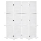 HOMCOM 4 Panel Freestanding Room Divider with Display Shelf for Home Office - White-Four office divider panels provide great privacy
