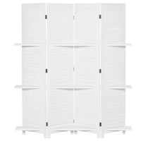HOMCOM 4 Panel Freestanding Room Divider with Display Shelf for Home Office - White-Four office divider panels provide great privacy
