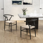 HOMCOM Weave Dining Chairs with Hemp Seat for Kitchen - Black - Set of 2-Anti-slip foot pads prevent your floor from scratches